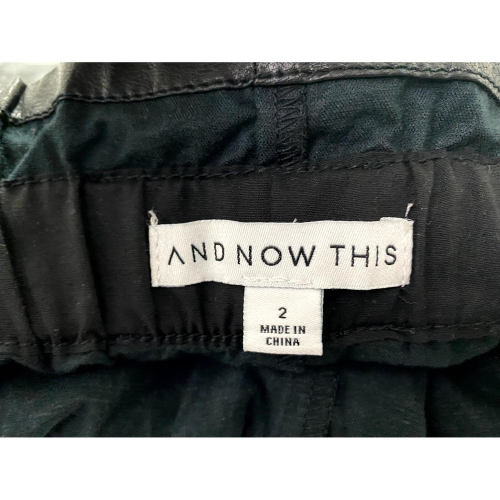 And Now This Women's Black Faux Leather Tie Waist Shorts Streetwear Biker Size 2 - Picture 2 of 8